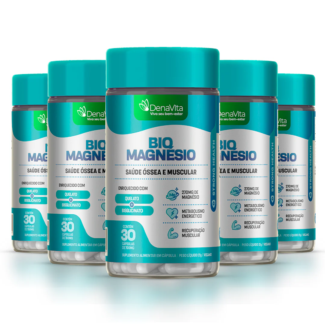 Bio Magnésio - Quelato e Bisglicinato Compre 3 leve 5