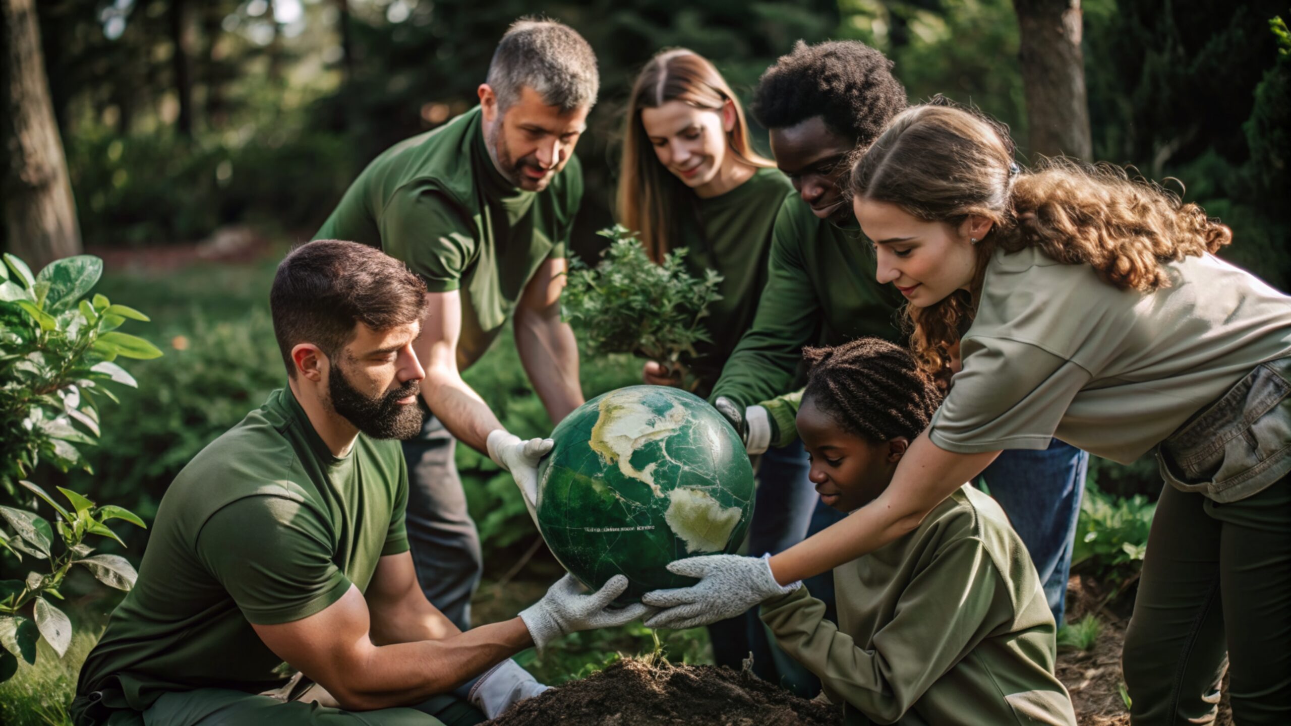 People caring and protecting mother earth for earth day